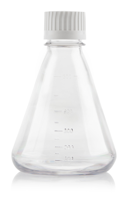 EZBio®pure® 500mL sterile Erlenmeyer Flask with flat base and vented VersaCap® 38-430, engineered for safe, sterile, and efficient lab use | img_1 | Foxx Life Sciences Global | shopfls.com