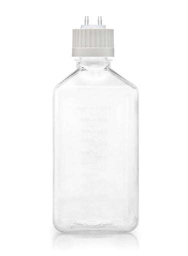 EZBio® TS Bottle Assy, PETG, 1000mL, Versacap White 38-430 w/ 2x1/4" HB 1x1/8" HB w/o Tubing, NS, 10/CS