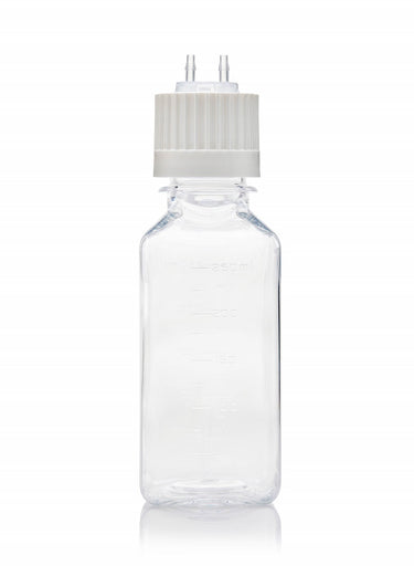 EZBio® 125mL PETG Bottle with VersaCap® White 38-430, 2x1/8" HB. Sterile bottle for bioprocessing/research, 10/CS. | img_1 | Foxx Life Sciences Global | shopfls.com