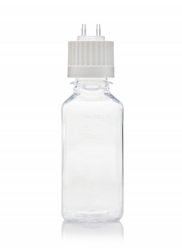 EZBio® TS Bottle Assy, PETG, 125mL, Versacap White 38-430 w/ 2x1/4" HB w/o Tubing, NS