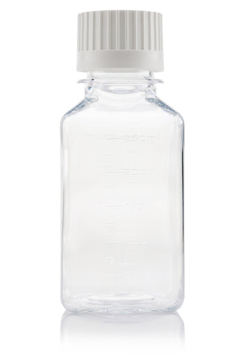 EZBio Titanium Square Bottle, PETG,38-430,250ml, Sterile, With Cap, 60/CS | img_1 | Foxx Life Sciences Global | shopfls.com