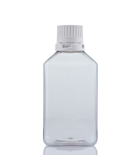 EZBio® Titanium Square Bottle, PETG, 38-430mm, 500mL, With Tamper Evident Cap, 24/CS