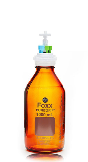 HPLC Solvent Reservoir Bottle Assembly, GL45, 1L Amber, Class VI Polytetrafluoroethylene (PTFE) Adapter, 6 Ports for 3.2mm(1/8