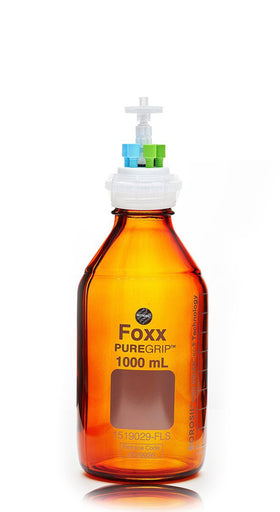 HPLC Solvent Reservoir Bottle Assembly, GL45, 1L Amber, Class VI Polytetrafluoroethylene (PTFE) Adapter, 6 Ports for 3.2mm(1/8") and/or | img_1 | Foxx Life Sciences Global | shopfls.com