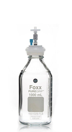 HPLC Solvent Reservoir Bottle Assembly, GL45, 1L Clear, Class VI Polytetrafluoroethylene (PTFE) Adapter, 1 Ports for 3.2mm(1/8") and/or | img_1 | Foxx Life Sciences Global | shopfls.com
