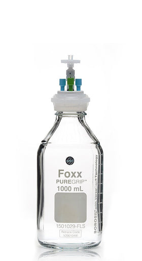 HPLC Solvent Reservoir Bottle Assembly, GL45, 1L Clear, Class VI Polytetrafluoroethylene (PTFE) Adapter, 4 Ports for 3.2mm(1/8") and/or | img_1 | Foxx Life Sciences Global | shopfls.com