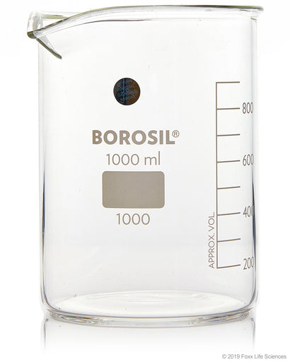 Borosil® Beaker Griffin Low Form with Spout Graduated ISO 3819 Borosilicate 1L CS/20 | img_1 | Foxx Life Sciences Global | shopfls.com