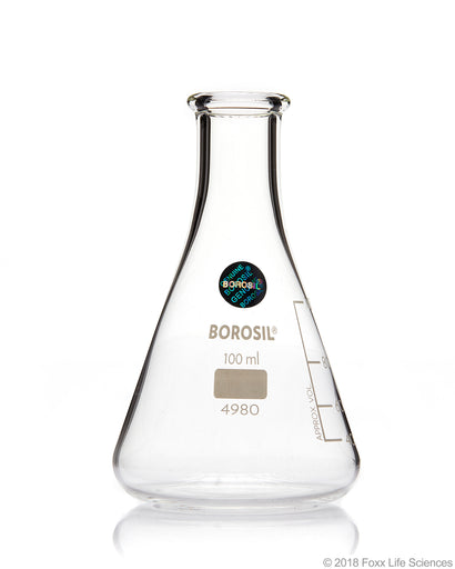 Borosil® Erlenmeyer Flasks Graduated Conical NM Borosilicate 3.3 ISO 1773 CS/100 100 mL | img_1 | Foxx Life Sciences Global | shopfls.com