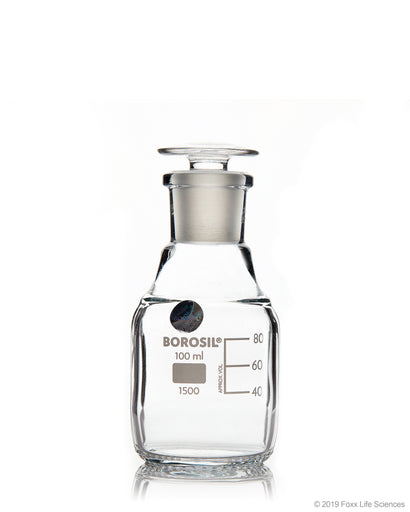 Borosil® Clear Reagent Bottles with Stoppers - 100mL -14/23 - CS/10 | img_1 | Foxx Life Sciences Global | shopfls.com