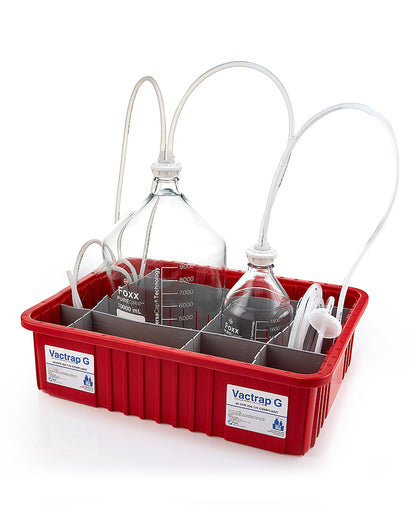 Vactrap™ G, 10L + 2L, Glass Carboys, Red Bin, GL45 Cap w/1/4" ID Tubing | img_1 | Foxx Life Sciences Global | shopfls.com