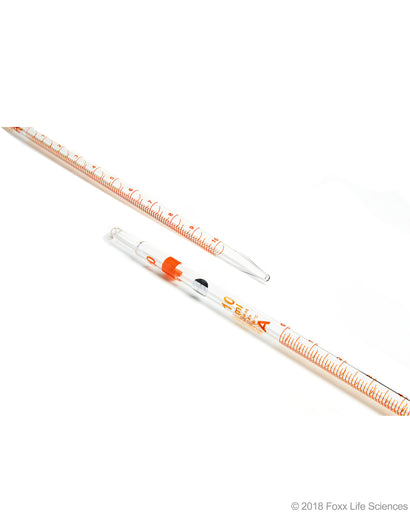 Borosil Graduated Mohr Pipette, 3.3 Borosilicate glass, Amber markings, CS/10, 10mL | img_1 | Foxx Life Sciences Global | shopfls.com