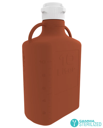 EZBio Carboy,Amber HDPE,10 Liter,Cap 83mm,Gamma