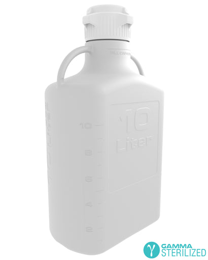 EZBio® 10L (2.5 GAL) High Density Poly Ethylene (HDPE) Carboy with VersaCap® 83B, Double Bagged, Gamma Sterilized