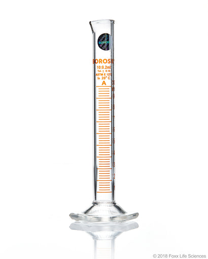 Graduated Measuring Cylinder, ASTM  Batch Certificate Hexagonal Base, 25 mL Borosilicate, CS/5