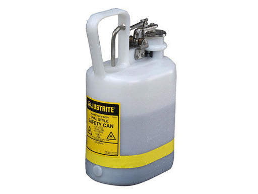 Oval Safety Can for flammables, S/S hardware, flame arrester, 1 gallon, self-close cap, poly