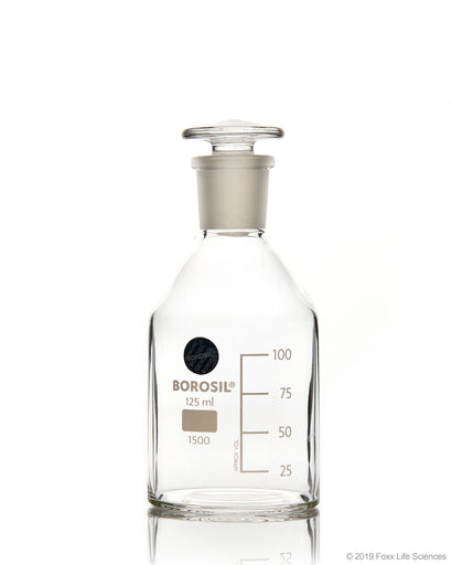 Borosil® Clear Reagent Bottles with Stoppers - 125mL - 19/26 - CS/50 | img_1 | Foxx Life Sciences Global | shopfls.com