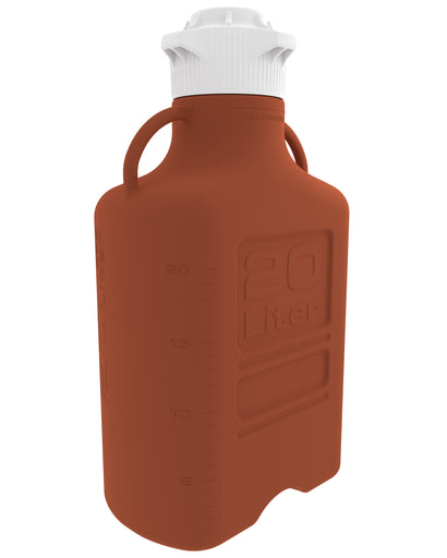 EZBio® Carboy, Amber High Density Poly Ethylene (HDPE), 20L, No Spigot, VersaCap® 120mm, Double Bagged, Non Sterile