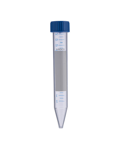 Abdos Centrifuge Tube with Conical Bottom, Polypropylene (PP)/High Density Poly Ethylene (HDPE) 15ml, Gamma Sterilized, 500/CS