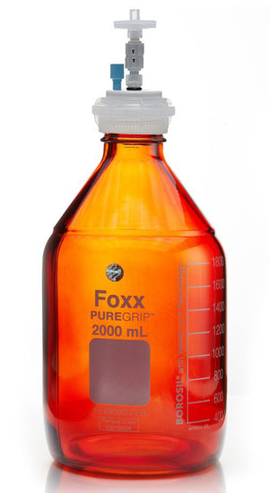 HPLC Solvent Reservoir Bottle Assembly, GL45, 2L Amber, Class VI Polytetrafluoroethylene (PTFE) Adapter, 1 Ports for 3.2mm(1/8