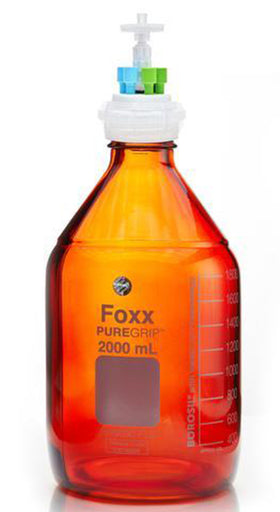 HPLC Solvent Reservoir Bottle Assembly, GL45, 2L Amber, Class VI Polytetrafluoroethylene (PTFE) Adapter, 6 Ports for 3.2mm(1/8") and/or | img_1 | Foxx Life Sciences Global | shopfls.com