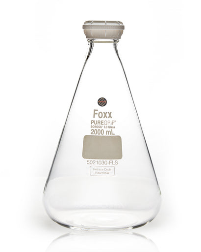 PUREGRIP® Erlenmeyer / Conical Flasks with GL45 Screw Cap 2L 10/Case | img_1 | Foxx Life Sciences Global | shopfls.com