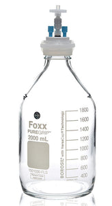 HPLC Solvent Reservoir Bottle Assembly, GL45, 2L Clear, Class VI Polytetrafluoroethylene (PTFE) Adapter,  2 Ports for 3.2mm(1/8