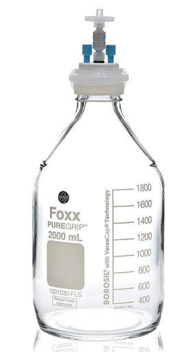 HPLC Solvent Reservoir Bottle Assembly, GL45, 2L Clear, Class VI Polytetrafluoroethylene (PTFE) Adapter, 2 Ports for 3.2mm(1/8") and/or | img_1 | Foxx Life Sciences Global | shopfls.com