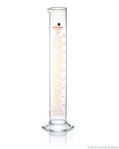 Graduated Measuring Cylinder Hexagonal Base, 2L Borosilicate, CS/4 | img_1 | Foxx Life Sciences Global | shopfls.com