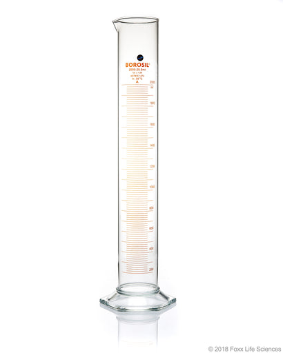 Graduated Measuring Cylinder Hexagonal Base, 2L Borosilicate, CS/4