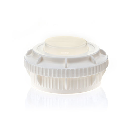 EZBio® GL45 Open Cap & Closed Adapter, White PP for Plastic Bottles