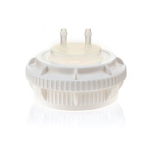 EZBio® GL45 Open Cap & Molded 2x 1/8" HB, White PP for Glass Bottles