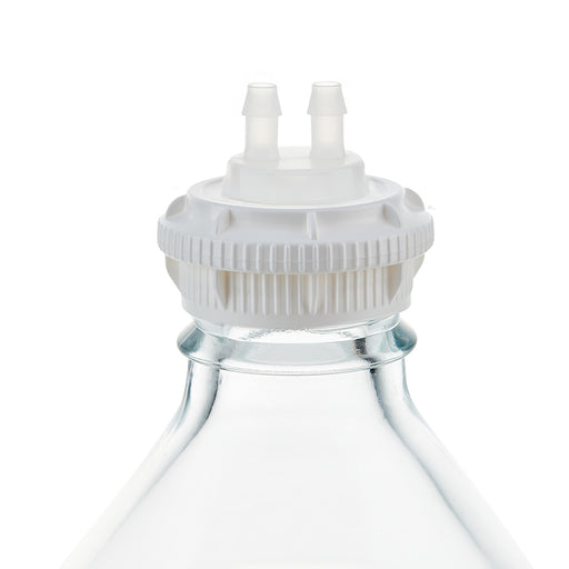 EZBio® GL45 Open Cap & Molded 2x 1/4" HB, White PP for Glass Bottles