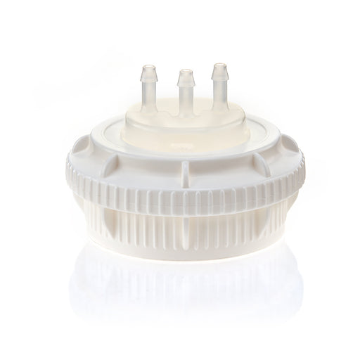 EZBio® GL45 Open Cap & Molded 3x 1/8" HB, White PP for Plastic Bottles