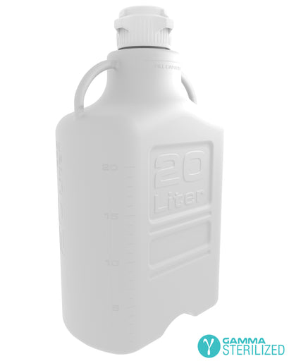 EZBio® 20L (5 GAL) Polypropylene (PP) Carboy with VersaCap® 83B, Double Bagged, Gamma Sterilized