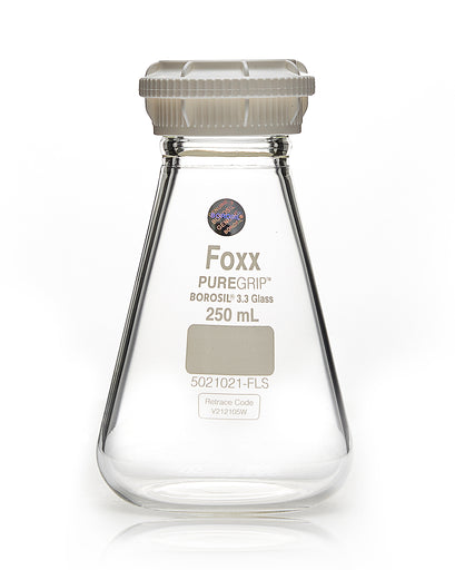 PUREGRIP® Erlenmeyer / Conical Flasks with GL45 Screw Cap 250mL 20/Case | img_1 | Foxx Life Sciences Global | shopfls.com