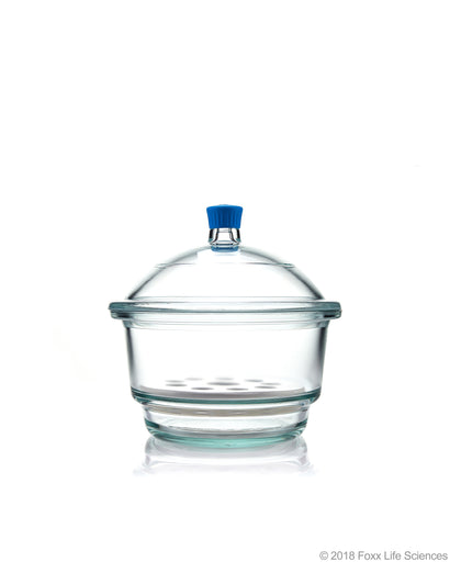 Borosil® Desiccator With Cover and Porcelain Plate, Plastic Knob, Borosilicate Glass 250 mm CS/1