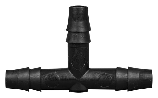 T Connector Fitting Pack, Polyethylene, 1/4" Hose Barb x 1/4" Hose Barb to 1/4" Hose Barb, 10/pk