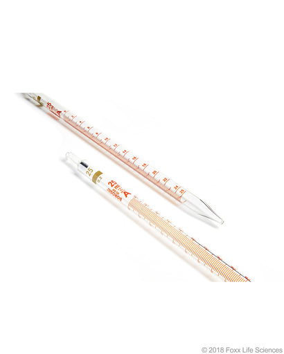 Borosil Graduated Mohr Pipette, 3.3 Borosilicate glass, Amber markings, CS/10, 25mL | img_1 | Foxx Life Sciences Global | shopfls.com
