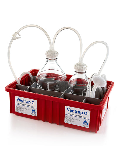 Vactrap™ G, 2L + 1L, Glass Bottles, Red Bin, GL45 Cap w/1/4" ID Tubing | img_1 | Foxx Life Sciences Global | shopfls.com