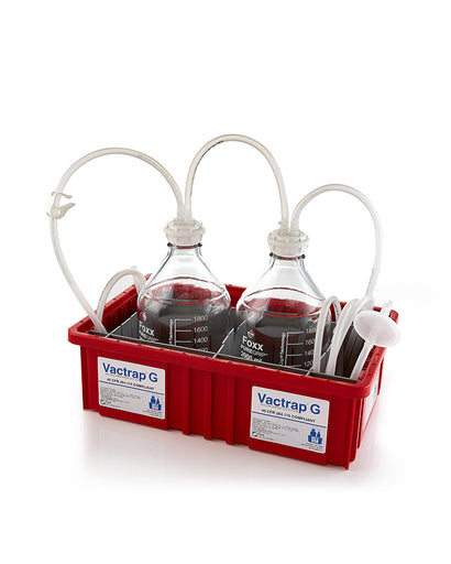 Vactrap™ G, 2L + 2L, Glass Bottles, Red Bin, GL45 Cap w/1/4" ID Tubing | img_1 | Foxx Life Sciences Global | shopfls.com