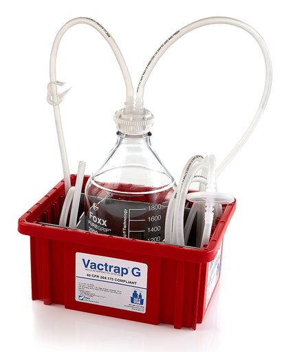Vactrap™ G, 2L, Glass Bottle, Red Bin, GL45 Cap w/1/4" ID Tubing | img_1 | Foxx Life Sciences Global | shopfls.com