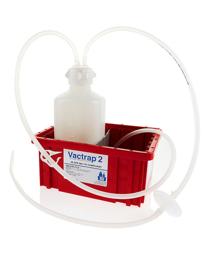Vactrap2™, High Density Poly Ethylene (HDPE) (Bleach-Compatible), 2L, Red Bin, 1/4" ID Tubing | img_1 | Foxx Life Sciences Global | shopfls.com