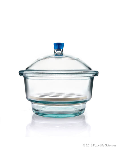 Borosil® Desiccator With Cover and Porcelain Plate, Plastic Knob, Borosilicate Glass 300 mm CS/1