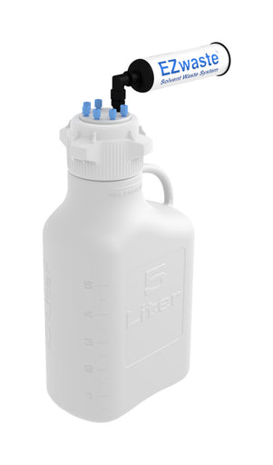 EZwaste® 5L HDPE Carboy with VersaCap® 83B - 6 Ports & Chemical Exhaust Filter. Lab-grade waste collection system. | img_1 | Foxx Life Sciences Global | shopfls.com