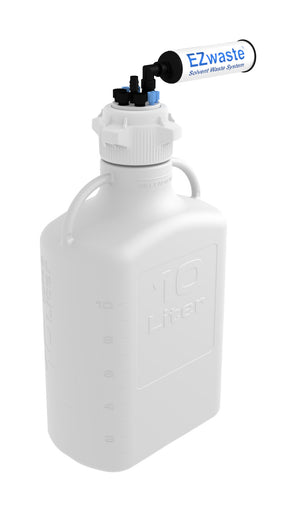 EZwaste® 10L HDPE Carboy with VersaCap® 83B - 4x 1/8" OD, 3x 1/4" OD Ports - Lab Waste Collection by Foxx | img_1 | Foxx Life Sciences Global | shopfls.com