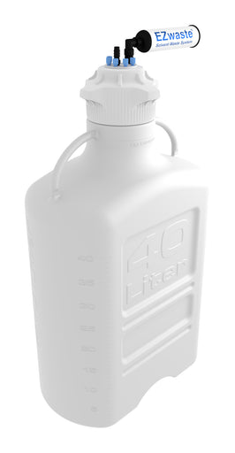 EZwaste® XL 40L HDPE Carboy with VersaCap® 120mm. 7 Ports & Chemical Exhaust Filter. Lab-grade waste collection system by Foxx. | img_1 | Foxx Life Sciences Global | shopfls.com