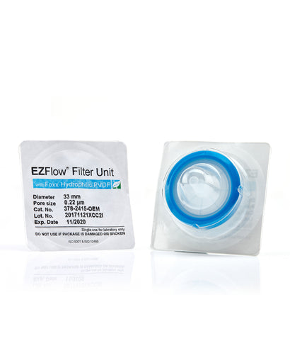EZFlow® 33mm Sterile Syringe Filter, .2μm Hydrophilic Polyvinylidene Fluoride (PVDF), 100/pack | img_1 | Foxx Life Sciences Global | shopfls.com