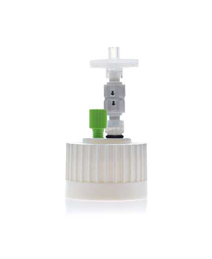HPLC Solvent Reservoir ChromCap™ 300 Assembly, 38-430, Class VI Polytetrafluoroethylene (PTFE) Adapter, 1 Ports for 3.2mm(1/8") or 1.6mm(1/16") OD | img_1 | Foxx Life Sciences Global | shopfls.com