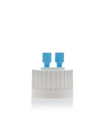 HPLC Solvent Reservoir ChromCap™ 100 Assembly,38-430, Class VI Polytetrafluoroethylene (PTFE) Adapter w Vent Hole, 2 Port for 3.2mm(1/8") or 1.6mm(1/16") OD Tubing, 1/EA