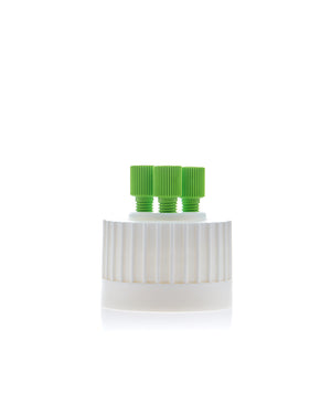 HPLC Solvent Reservoir ChromCap™ 100 Assembly,38-430, Class VI Polytetrafluoroethylene (PTFE) Adapter w Vent Hole, 3 Port for 3.2mm(1/8